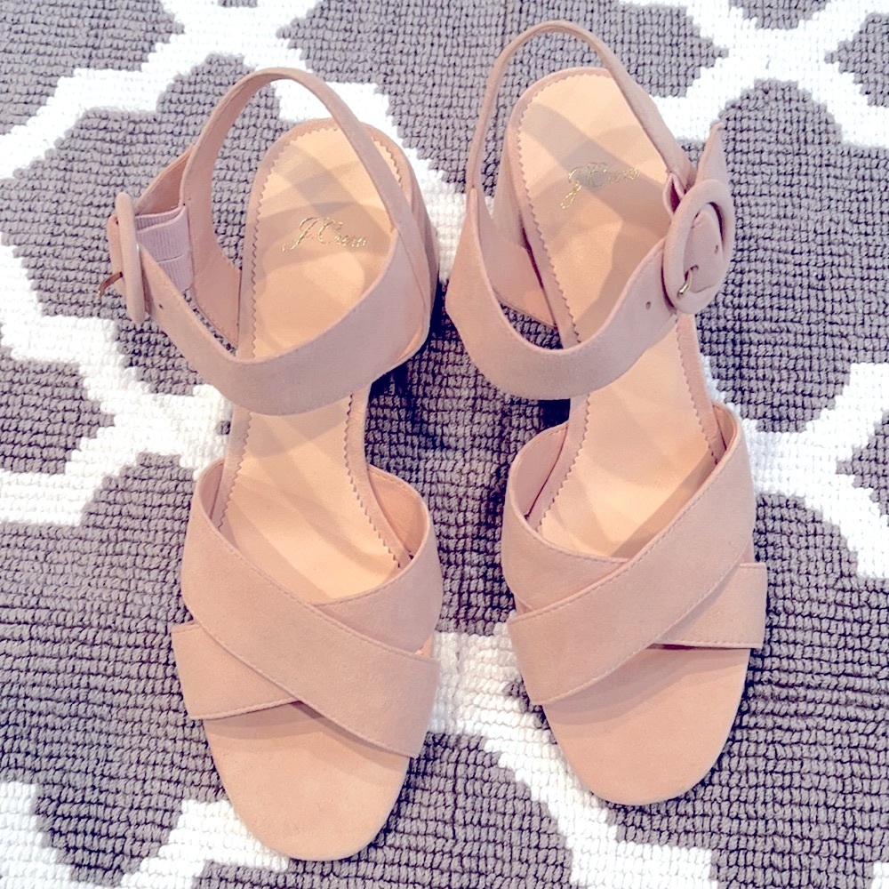 J.Crew Suede Penny Block Heel sandals